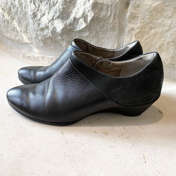 ECCO  Shape 45 Sculptured Black Leather Career Zip Booties Shoes EU 41 US 10 - Picture 1 of 8